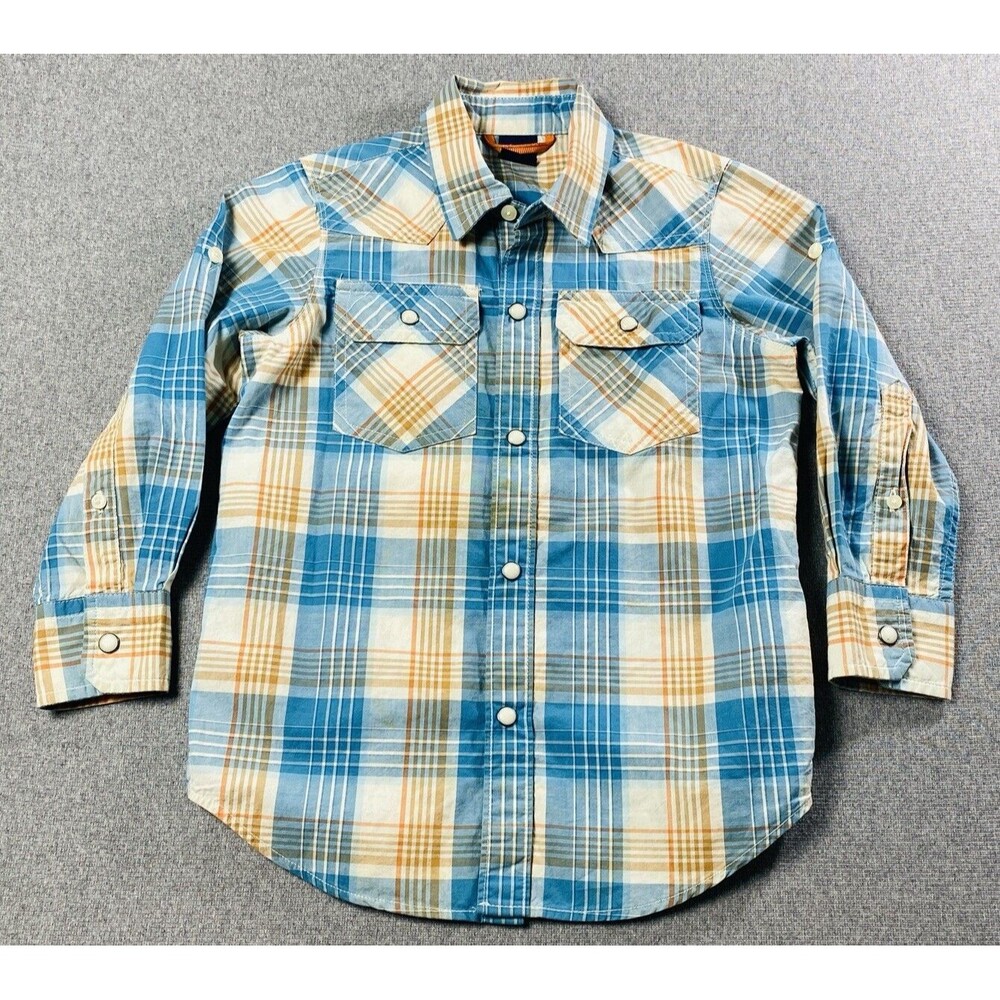 BabyGap Toddler Button Down Plaid Shirt  Snap Buttons Sz XS (4-5)